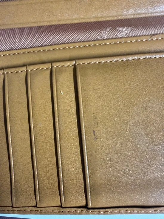 MCM Trifold Wallet in Cognac, Pink & Black Stripe Accents - Picture 9 of 15